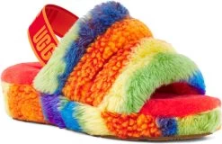 UGG Women's Fluff Yeah Slide Cali Collage -Cheap Shoe Store ugg womens fluff yeah slide cali collage rainbow stripes 1120002 rstr 40335.1622215281